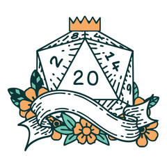 natural twenty D20 dice roll illustration