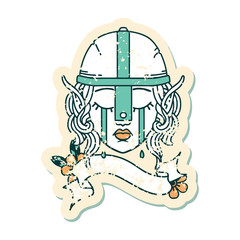 crying elf fighter character face illustration