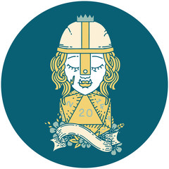 half orc fighter with natural 20 dice roll illustration