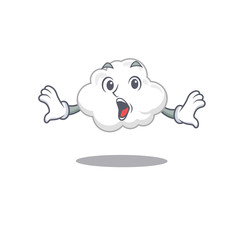 Cartoon design style of white cloud has a surprised gesture