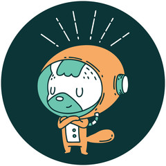 icon of tattoo style animal in astronaut suit