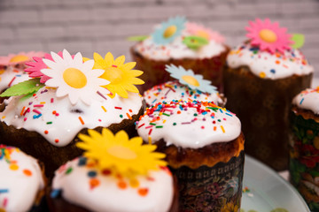 festive bread decorated with flowers on a table