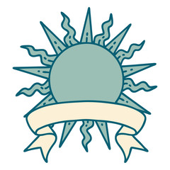 tattoo with banner of a sun