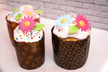 festive buns decorated with sweet flowers