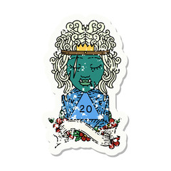 half orc barbarian with natural twenty dice roll illustration