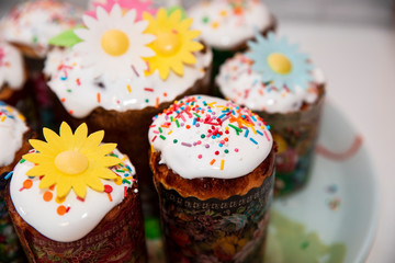 festive bread decorated with flowers on a table