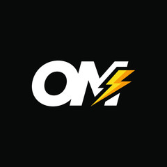 Initial Letter OM with Lightning