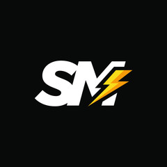 Initial Letter SM with Lightning