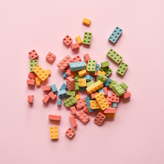 Flat lay image of sweets/lollies/candies. Perfect for lolly shop, candy shop, sweets shop.