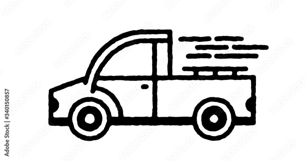 Poster hand drawn sketch icon animation for truck haul to use as video design element. minimalistic symbol 