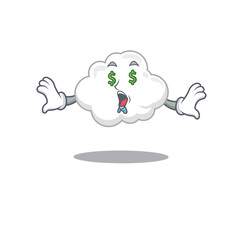 Rich cartoon character design of white cloud with money eyes