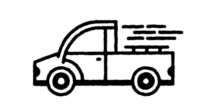 Hand drawn sketch icon animation for truck haul to use as video design element. Minimalistic symbol made for motion graphic, can be used as loop item, has alpha channel.