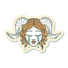 crying tiefling face grunge sticker