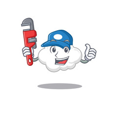 White cloud Smart Plumber cartoon character design with tool