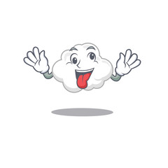 A cartoon design of white cloud having a crazy face