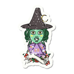 half orc mage with natural 20 dice roll grunge sticker