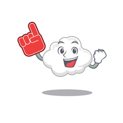 White cloud presented in cartoon character design with Foam finger