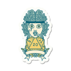 human barbarian with natural twenty dice roll sticker