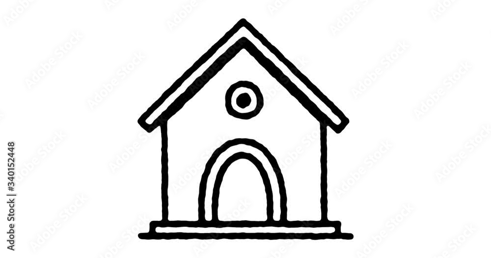Poster hand drawn sketch icon animation for dog kennel to use as video design element. minimalistic symbol 