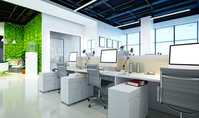 Fototapeta na wymiar 3d render modern working office room