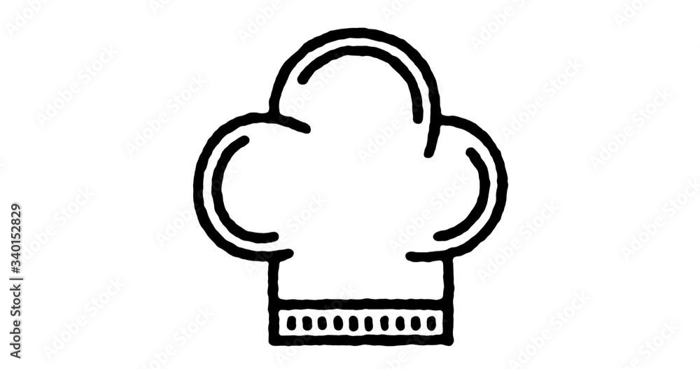 Poster hand drawn sketch icon animation for chef cook to use as video design element. minimalistic symbol m