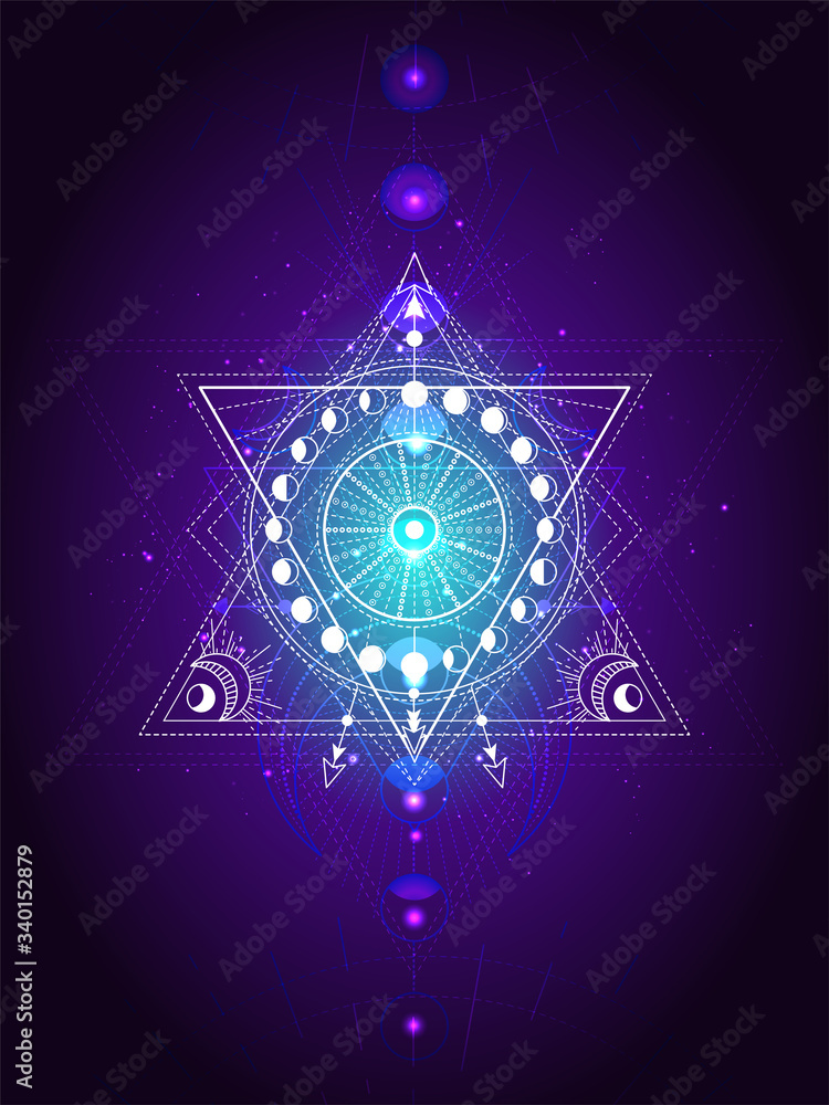 Canvas Prints vector illustration of sacred geometry symbol on abstract background.