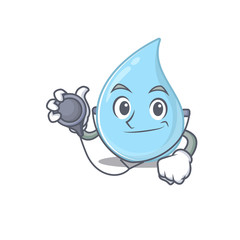 Raindrop in doctor cartoon character with tools