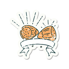 grunge sticker of tattoo style hazelnuts