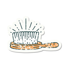 grunge sticker of tattoo style hairbrush