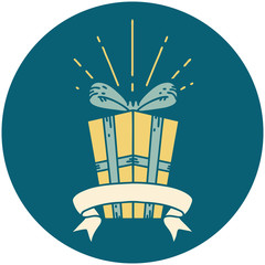icon of tattoo style christmas present