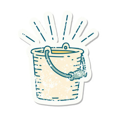 grunge sticker of tattoo style bucket of water