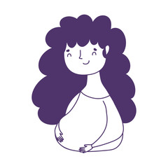 young woman portrait cartoon character avatar female isolated icon line style