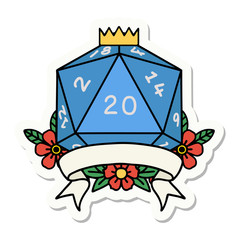 natural 20 critical hit D20 dice roll sticker