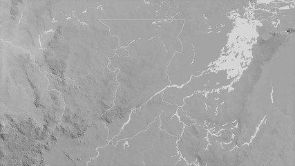 Koulikoro, Mali - outlined. Grayscale
