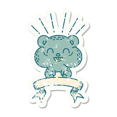 grunge sticker of tattoo style happy hamster