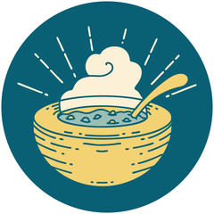 icon of tattoo style bowl of soup