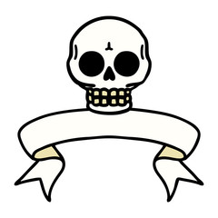tattoo with banner of a skull