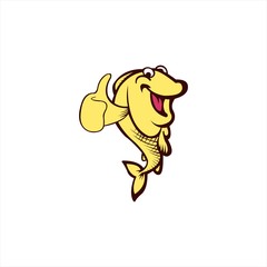 Cartoon fish mascot waving