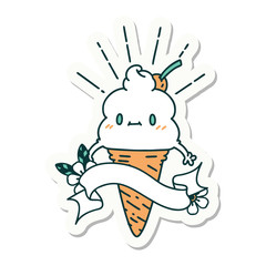 sticker of tattoo style ice cream character