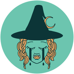 crying half orc witch character face icon