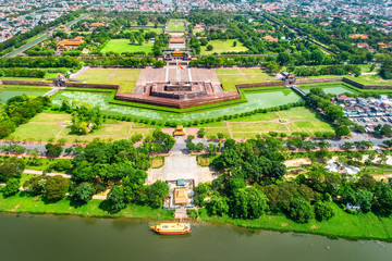 Wonderful view of the “ Meridian Gate Hue “ to the Imperial City with the Purple Forbidden City...