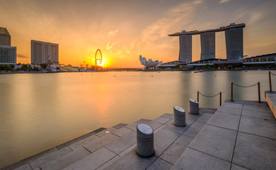 Singapore 2017 Sunrise at Marina Bay look from merlion park 