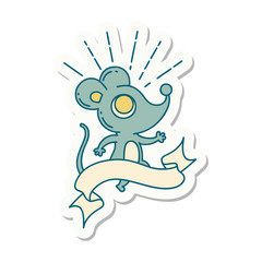 sticker of tattoo style mouse character
