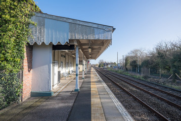 Appledore, Kent, United Kingdom - March 9, 2020: Looking along the rail platform at Appledore train...