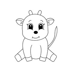 Hand drawn goat, of black contour isolated on white background. Design element for coloring book. Vector. 