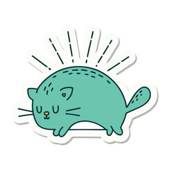 sticker of tattoo style happy cat
