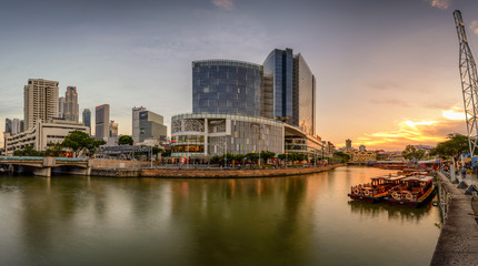 Fototapeta premium Clarke quay, Singapore 2019 Clarke Quay The Central during sunset 