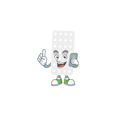 Cartoon design concept of pills talking on phone