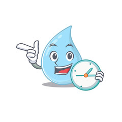 Raindrop mascot design concept smiling with clock