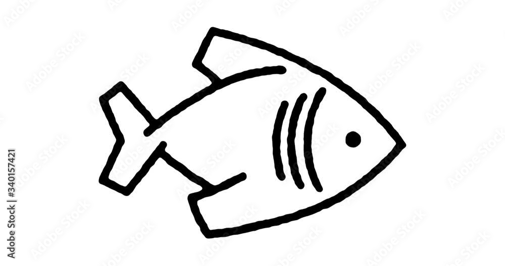Poster hand drawn sketch icon animation for fishery industry to use as video design element. minimalistic s